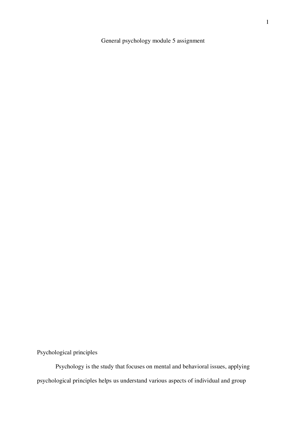 Preview image for General psychology module 5 assignment rasmussen college